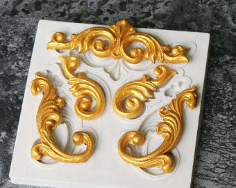 Vintage scroll border silicone mould, top scroll 4.7x1.5cm