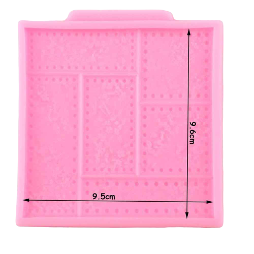 Steampunk Metal Plate Fondant silicone mould, 9.7x9.7cm