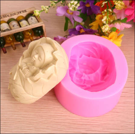 Sleeping Baby in Leaf Blanket Silicone Mould, Soap mould, 4.5x6.5cm