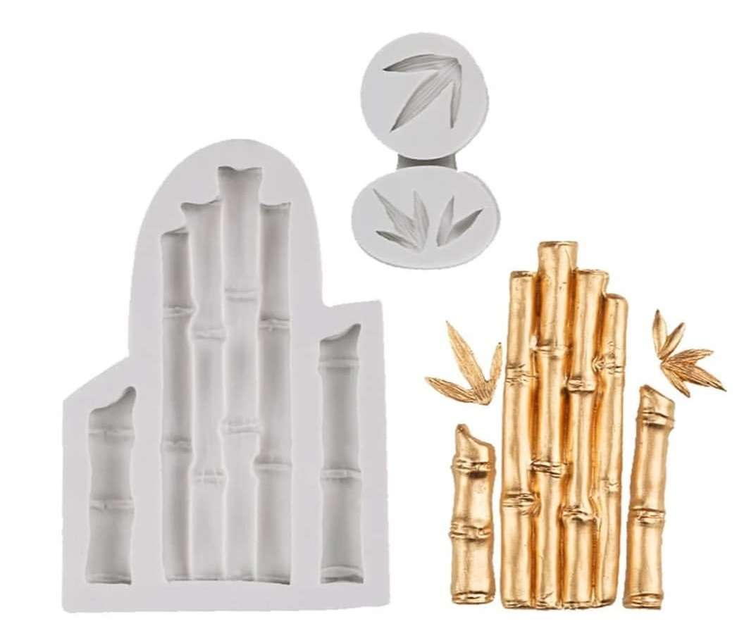 Bamboo border Silicone mould, Middel Bamboo: 3.4x11cm