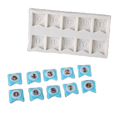 Number flag banner silicone mould, 2x2cm