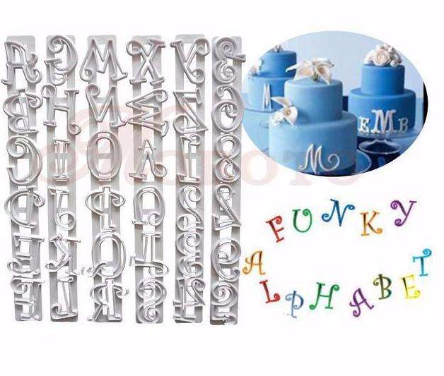 Fancy curly Alphabet and numbers fondant ruler cutter embosser, 3.5cm, Tappits