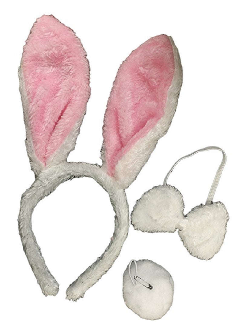 Bunny ears aliceband with bow and tail