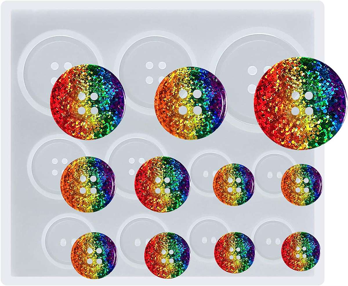 Buttons soft silicone mould for resin jewelry, largest 2.5cm, smallest 1cm