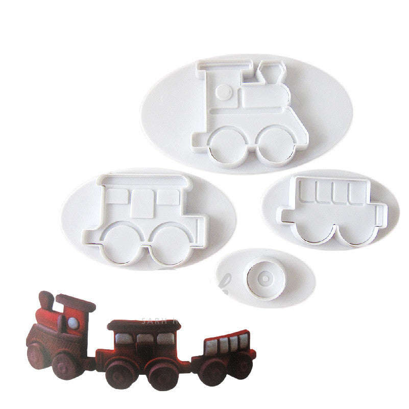 Train cupcake Fondant plunger Cutter, Train 4x3.5, Wheel 3.3cm