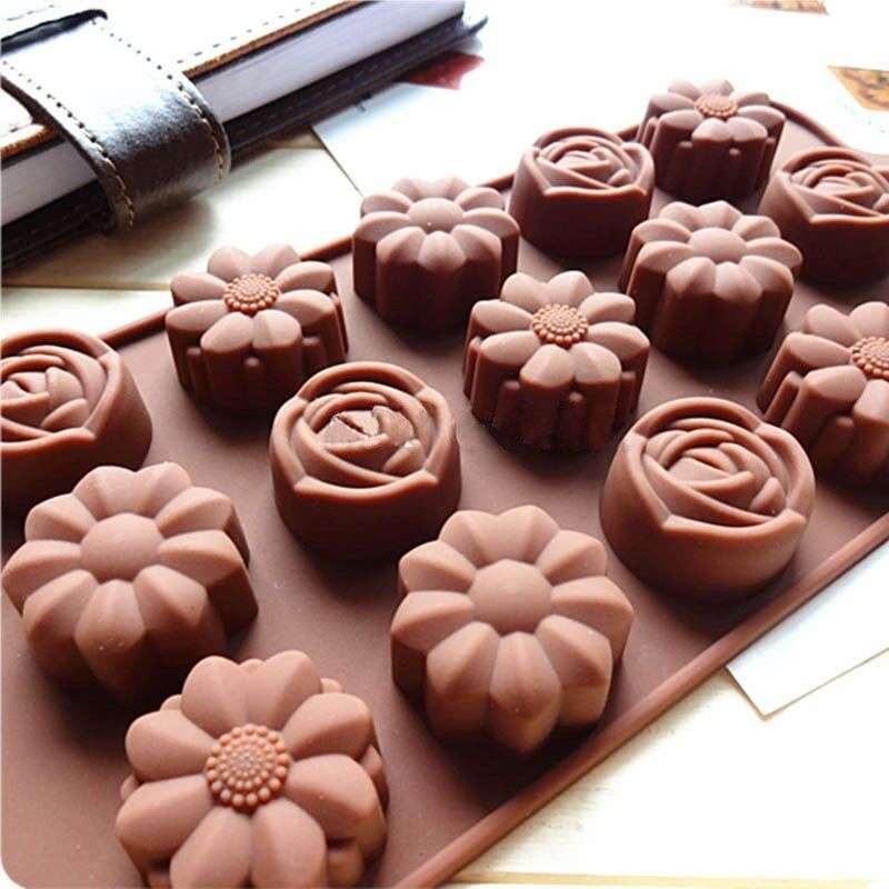 Chocolate truffle silicone mould flowers, rose, G