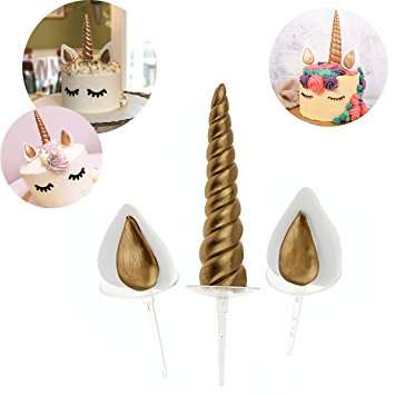 Unicorn horn and ears resin cake topper set, horn: 14x3cm, ears: 6x4.5cm