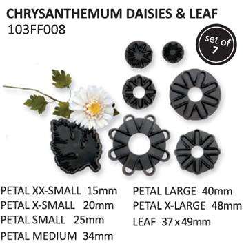 Chrysanthemum Daisies and Leaf Fondant flower cutter set