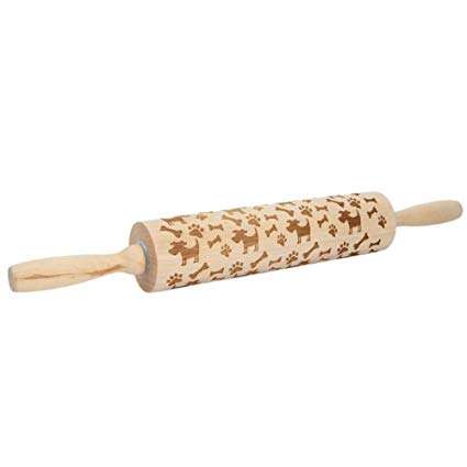 Embossing wooden rolling pin, large