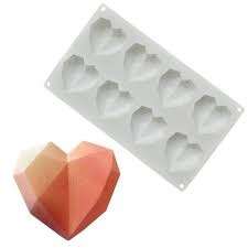 Geode Geometric Gem Heart Silicone Mould Tray, mousse pudding, 6.4cm x 6.5cm