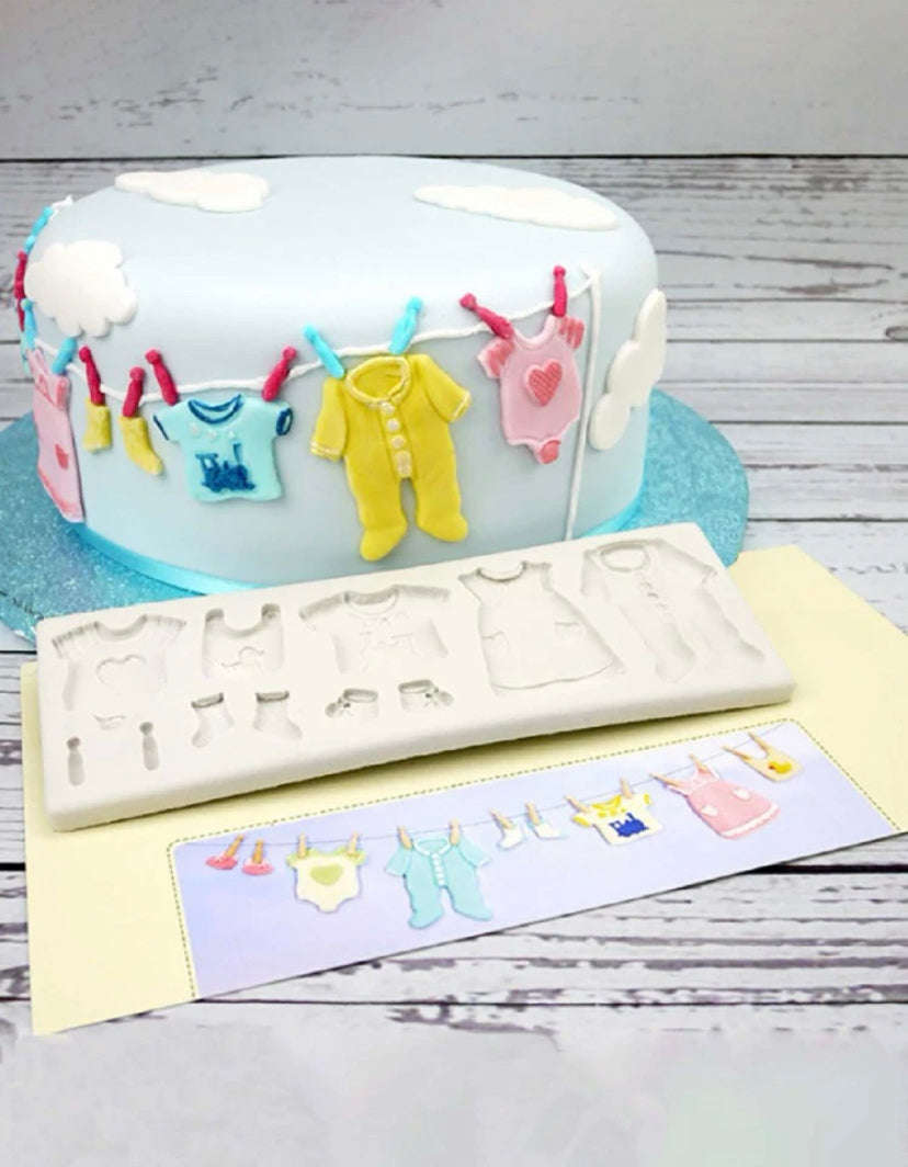 Silicone fondant Washing Line mould. Mould size 8x6cm