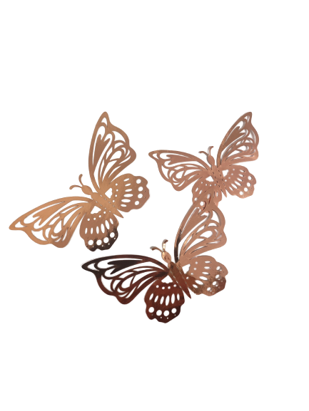 Wall Sticker Decorating  Butterfly Rose gold  12pc