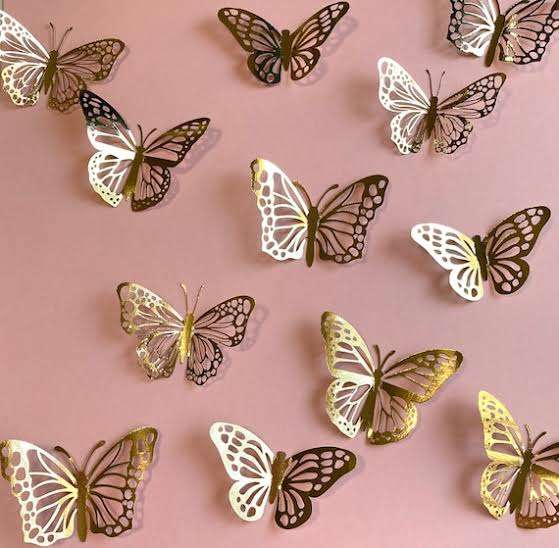 HD004 Wall Sticker Decorating  Butterfly Purple pink  12pc