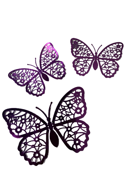 HD006 Wall Sticker Decorating  Butterfly Purple pink  12pc
