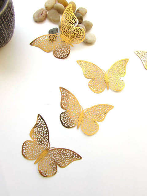 HD004 Wall Sticker Decorating  Butterfly Purple pink  12pc