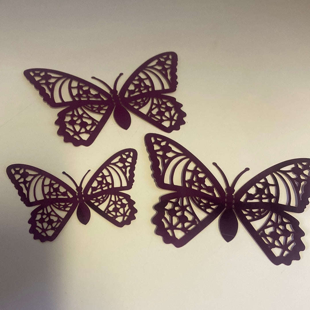 Wall Sticker Decorating  Butterfly Purple pink  12pc