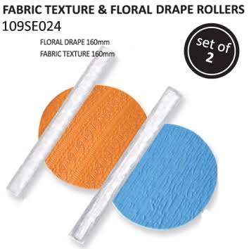 PME Fabric texture and floral drape Rolling Pin