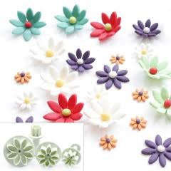 Fondant small daisy plunger Cutter. set of 4