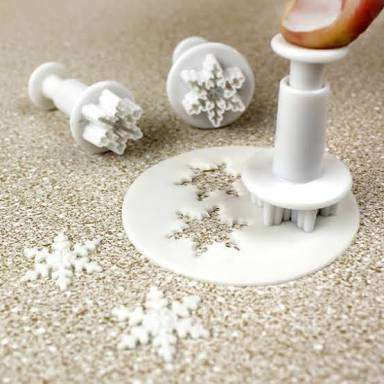 Fondant small tiny Snowflake  plunger Cutter 3 piece