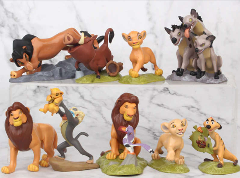 Lion King plastic figurine set, 9pcs, size +-5.5x5 to 10cm, perfect to use as cake toppers