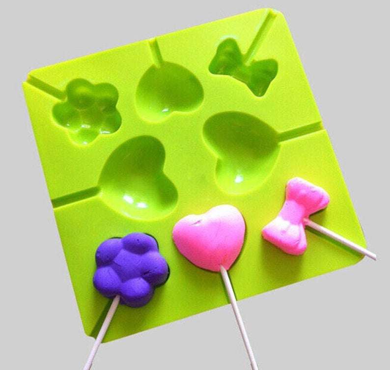 Heart Bow Flower Lollipop silicone mould