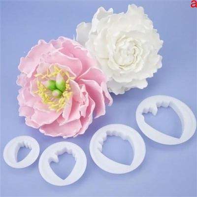 Peony flower plastic cutter set, 4.5x4.5cm, 3.5x4.3cm, 3x3.3cm, 1.5x2.3cm, S733