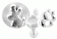 Christmas fondant / cookie plunger cutter set (reindeer, gift)