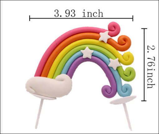 Rainbow Cloud Cake topper Figurine Clay