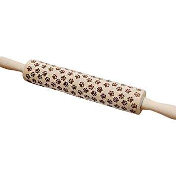 Embossing wooden rolling pin, Large, Dog Paw
