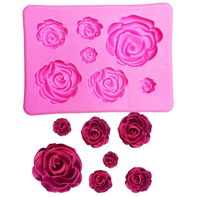Rose silicone mould, big rose 3cm, small rose 1cm