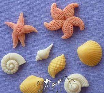 Sea shells silicone mould, star 2.5cm