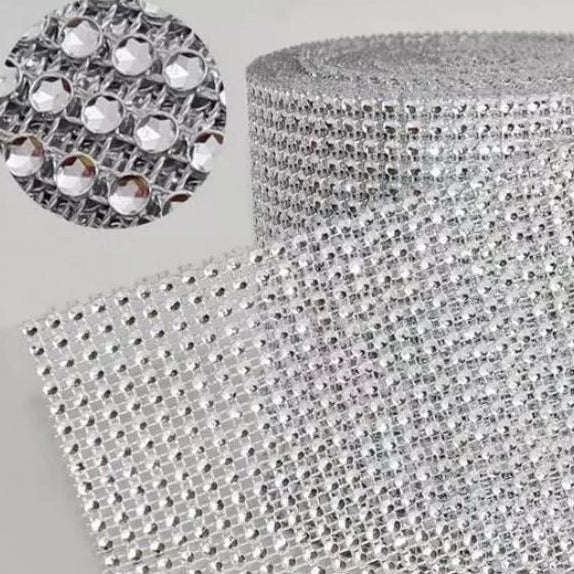 Silver Diamante roll for decor or cake decorating (decor items not included)