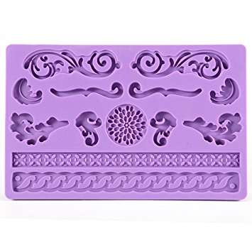 Silicone fondant / sugar paste mould brooch and ropes, B