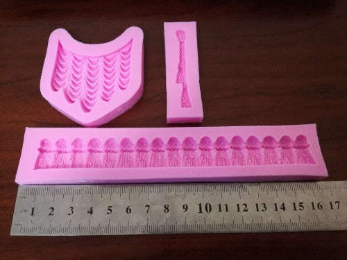 Drapes and tassels set silicone fondant mould-C