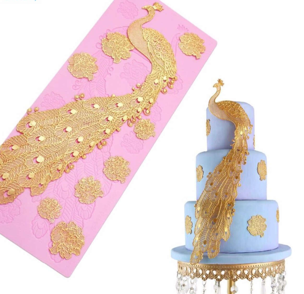 Peacock Silicone lace mat 38x15cm