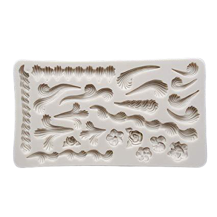 Piping embellishment  sugar paste silicone mould H