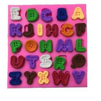 Button Alphabet silicone mould, +-1.9x2cm