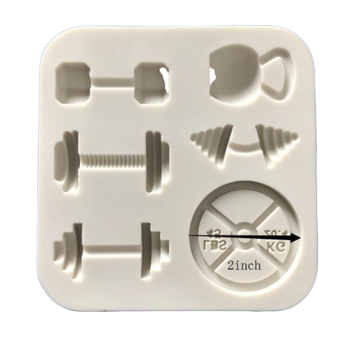 Small gym silicone mould, Dumbbell 2x1.5cm, Round weight 3cm