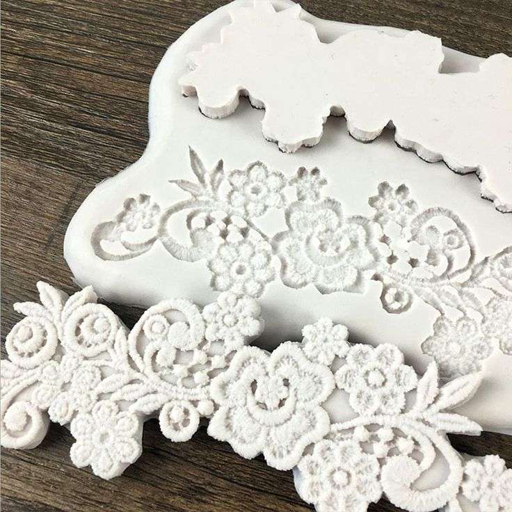 Lace Flower Border C silicone mould, 14x5cm