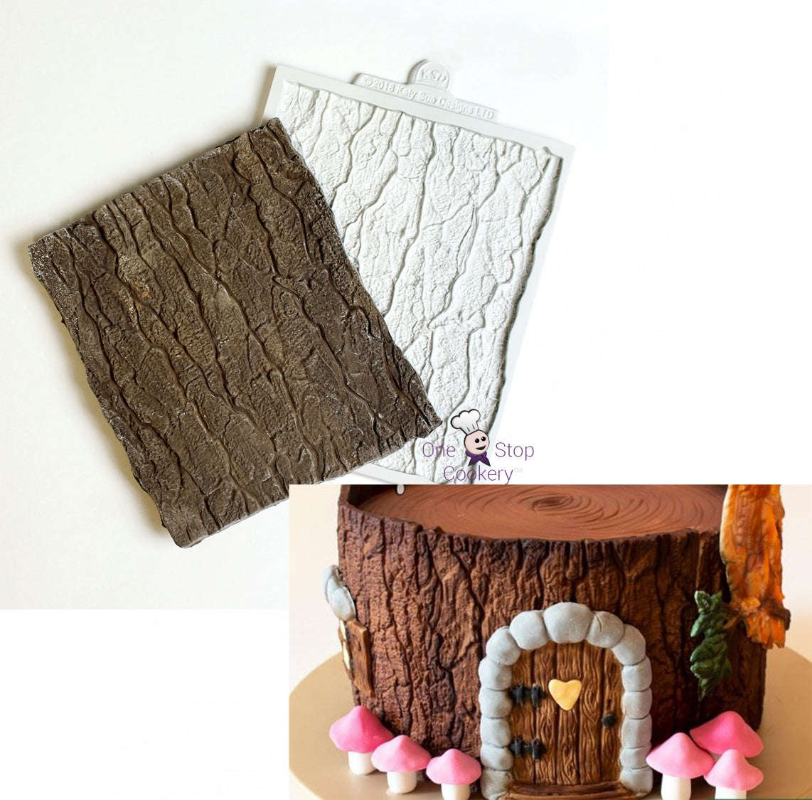 Wood tree bark silicone impression mat, 12x14.3cm