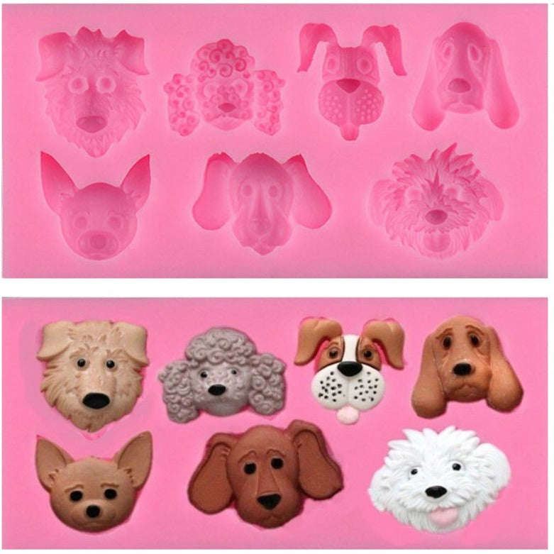 Dogs silicone mould, top left 2x2.3cm, doggies