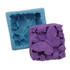 Butterfly Flowers silicone soap mould, 6x6x2cm