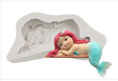 Cute mermaid silicone, size of mermaid 13.5x5.5cm H