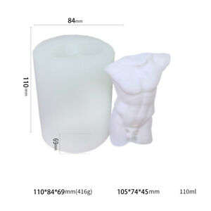 Torso man soap/candle silicone mould, size of man 8.5x5cm E