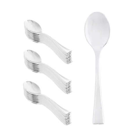 Clear Plastic Dessert Spoons, 20pc