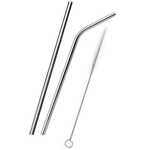 Metal straw, 2 per pack with cleaning brush - Bronze