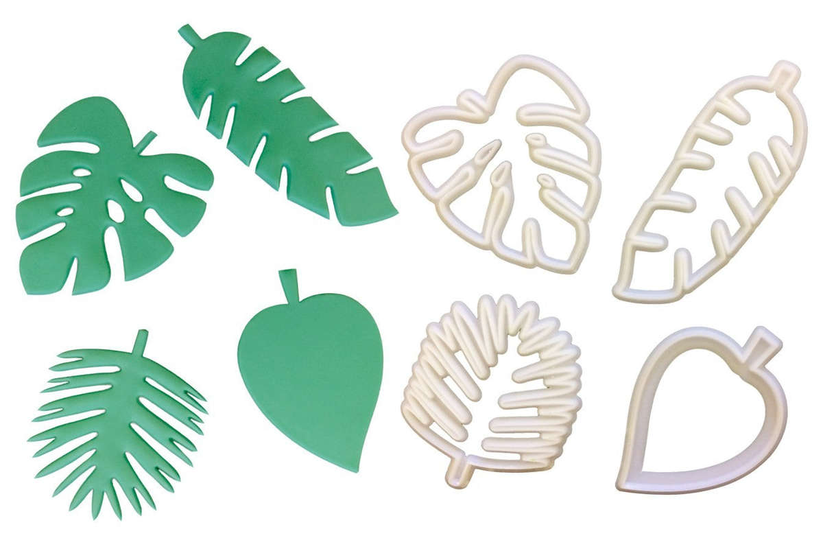 Tropical Leaves plastic cutter set, Hawaiian leaf 5.3x6cm