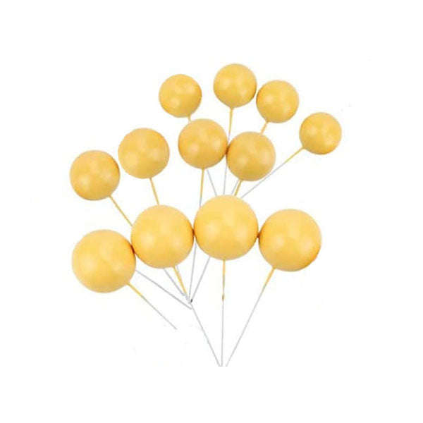 Cake Topper Polystyrene Faux Balls Yellow 10pcs 2.5cm