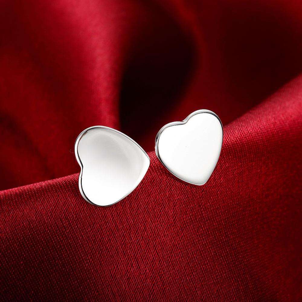 Lucky Silver - Silver Designer Heart Disc Earrings - LOCAL STOCK - LSE162