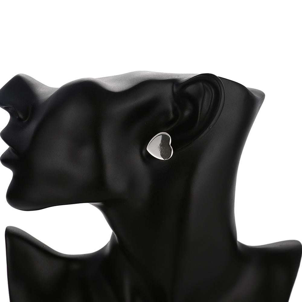 Lucky Silver - Silver Designer Heart Disc Earrings - LOCAL STOCK - LSE162